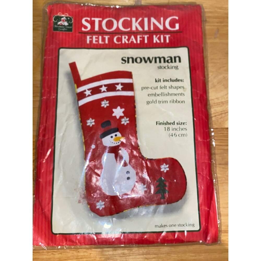 Christmas-House Crafts Snowman Stocking Felt Craft Kit With Pre-Cut Shapes